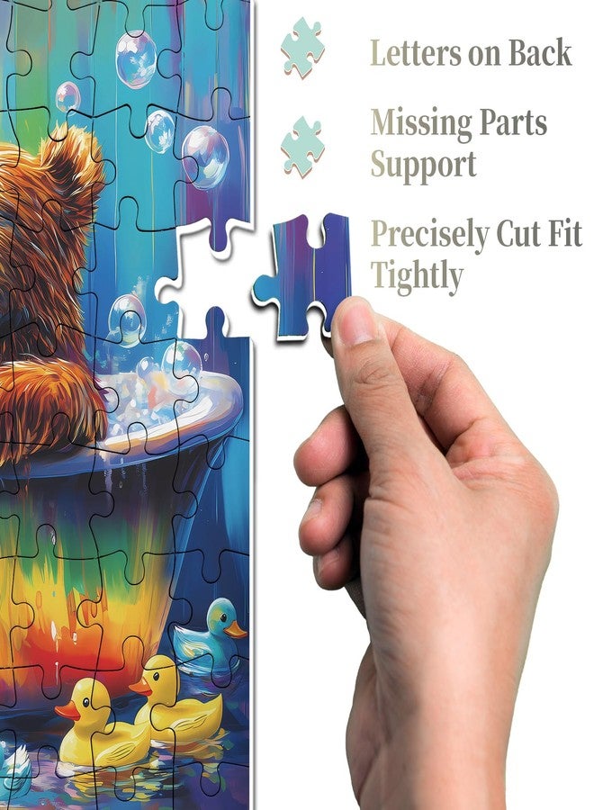 PPuzzling Bear Animal Puzzles for Adults 1000 Pieces, Funny Bathing Bears Jigsaw Puzzle, Challenging Rainbow Duck Puzzle as Home Decor - Image 4